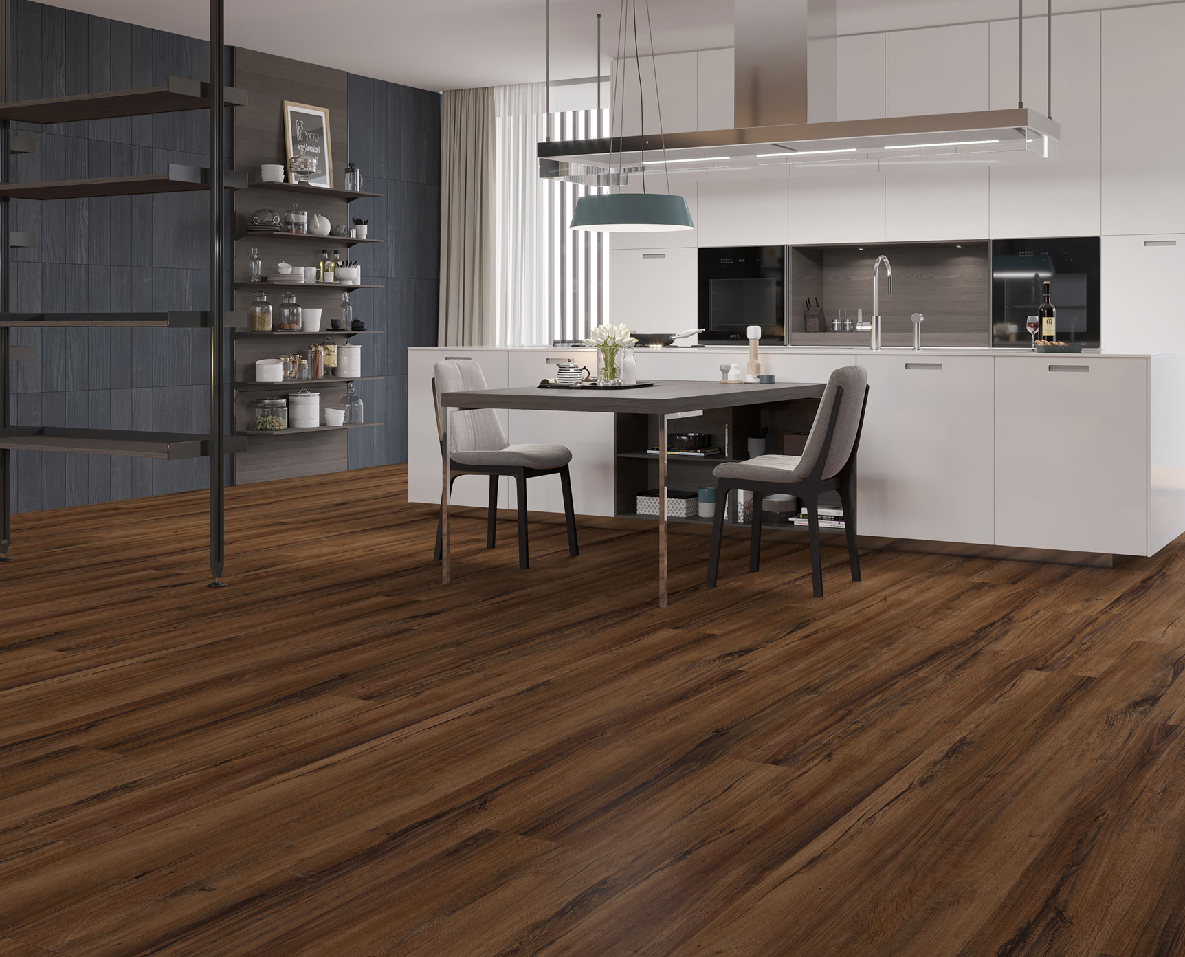Image_Flooring_Homepage_Hero_Final_Temp Dark mahogany flooring in kitchen/diner